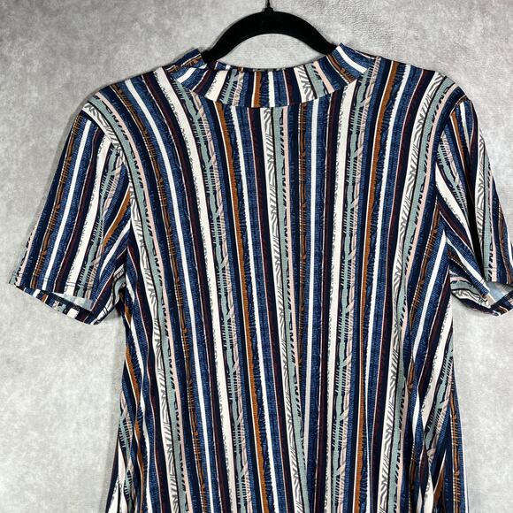 BCBGeneration Mini Dress Womens Medium Dark Navy Combo Striped‎ Mock Neck NEW - Picture 3 of 10